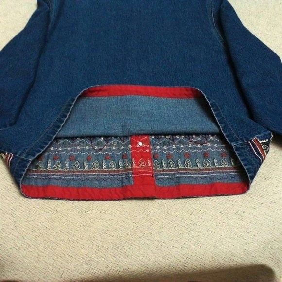 Jane Ashley Women's Shirt Embroidered Denim Cotton Long Sleeve Medium Blue Large - Picture 13 of 16
